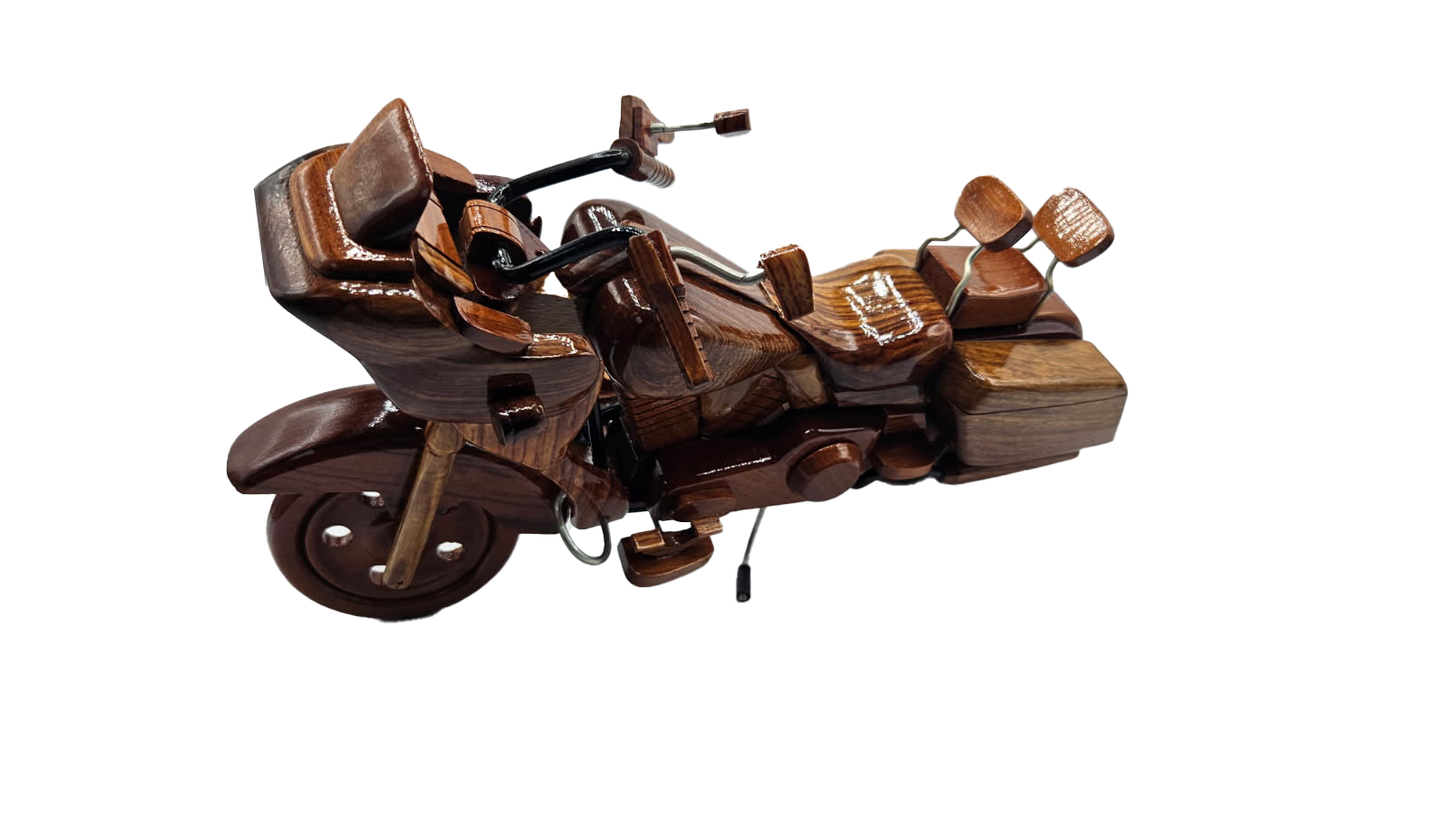 Classic Moto Mahogany Wood Desktop Motorcycle Model