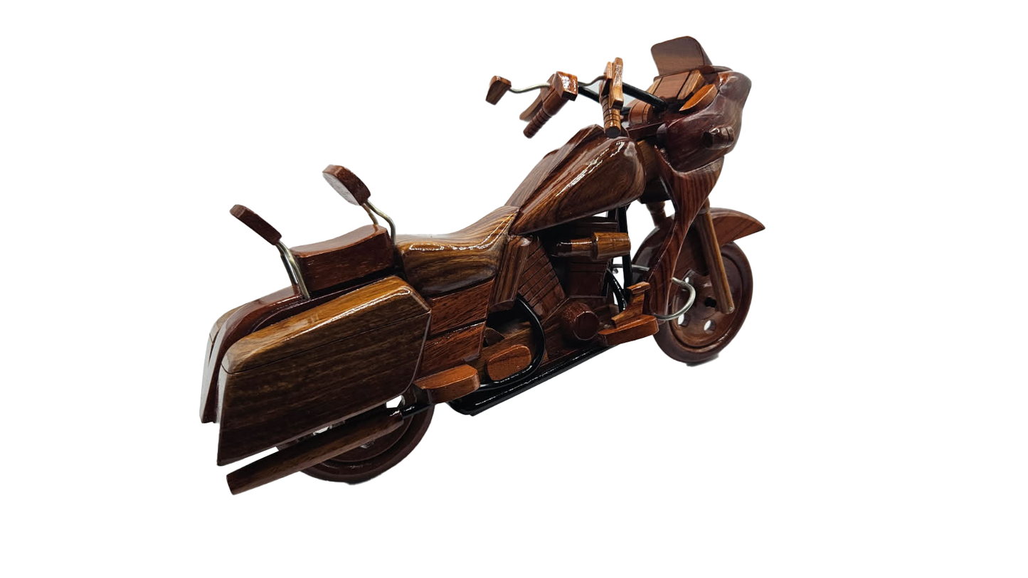 Classic Moto Mahogany Wood Desktop Motorcycle Model