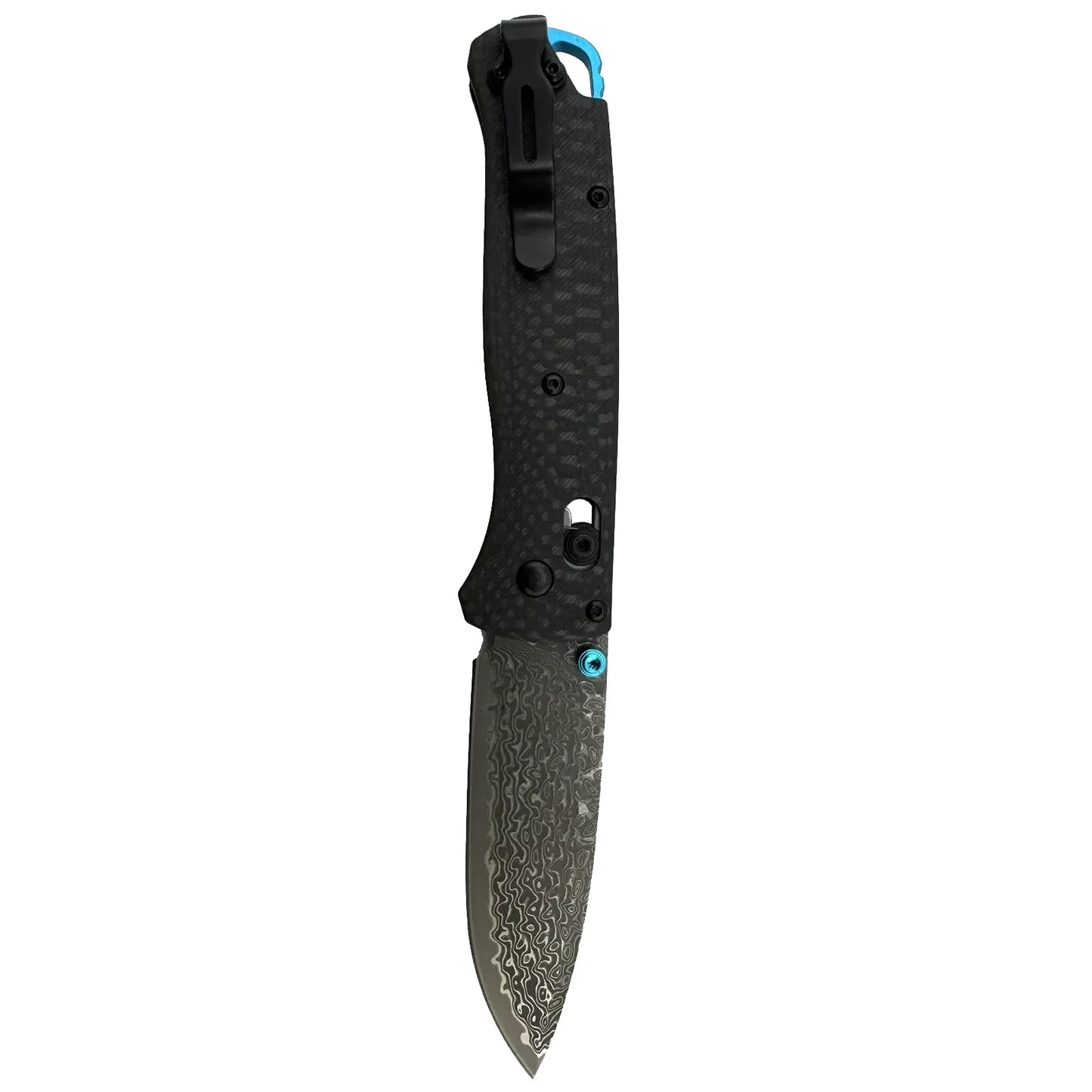 Damascus Folding Knife Carbon Fiber Handle with Pocket Clip - EDC Tactical Blade