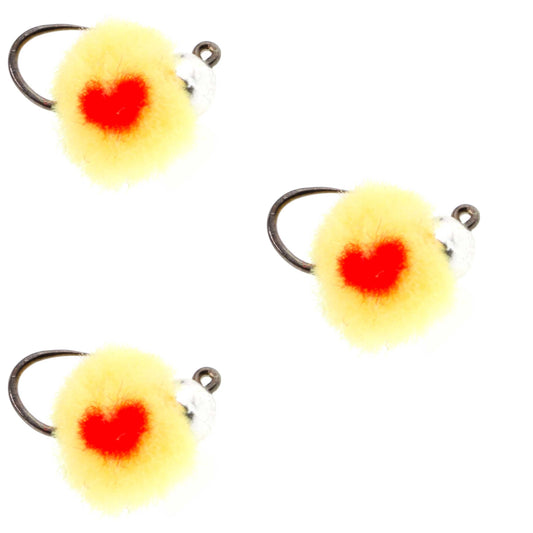 3 Pack Tungsten Bead Tactical Euro Oregon Cheese Jig Egg Barbless Czech Nymph Fly - Size 14