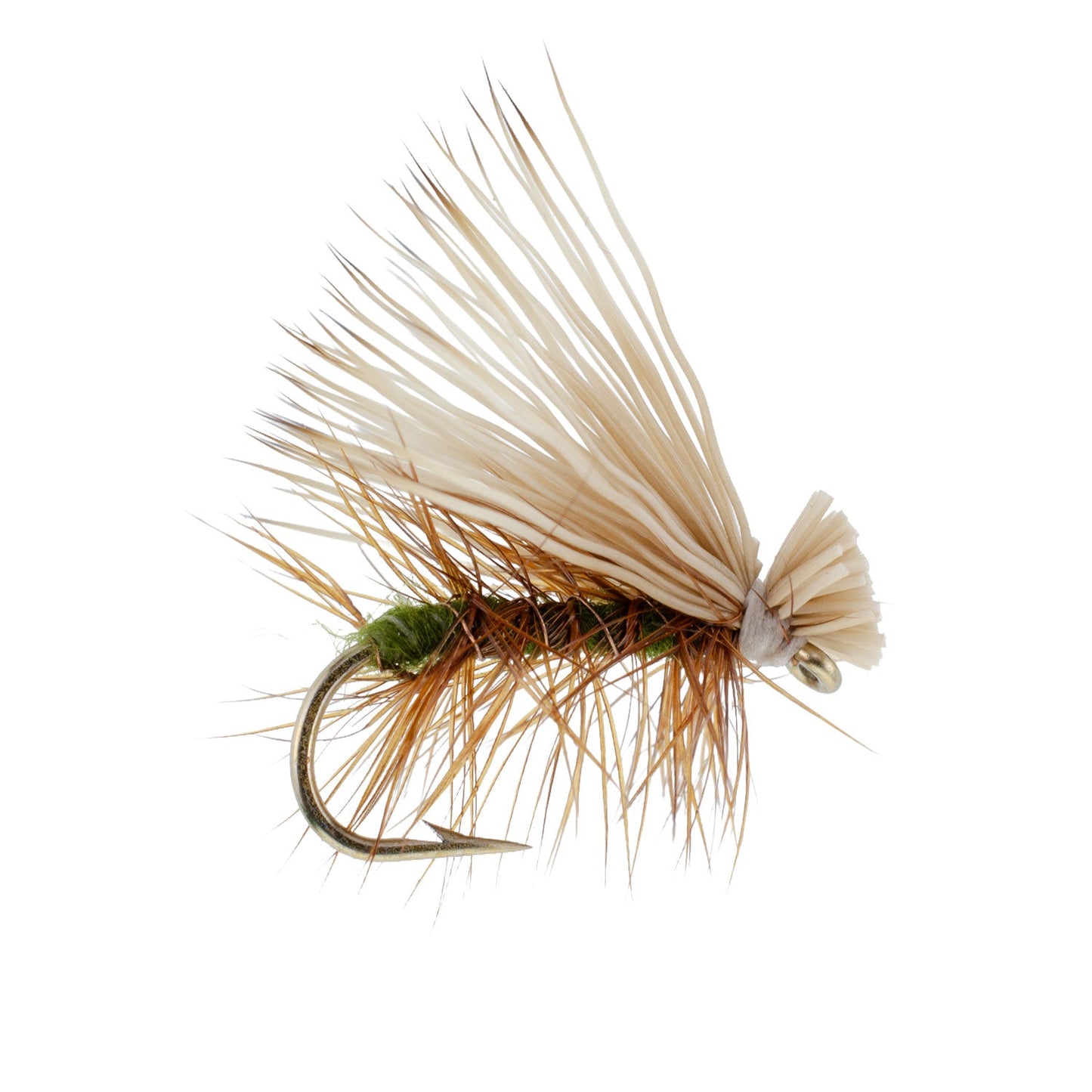 Olive Elk Hair Caddis Classic Trout Dry Fly - Set of 6 Flies Size 12