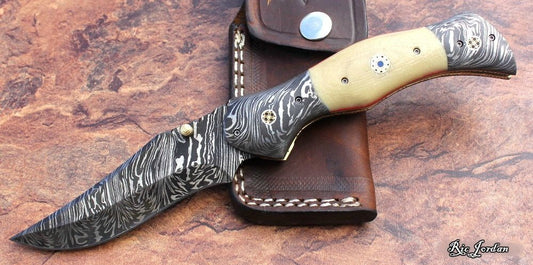 Everyday Carry Custom Handcrafted Damascus Steel Folding Pocket Knife with G10 & Damascus Bolster Handle – The Vanguard