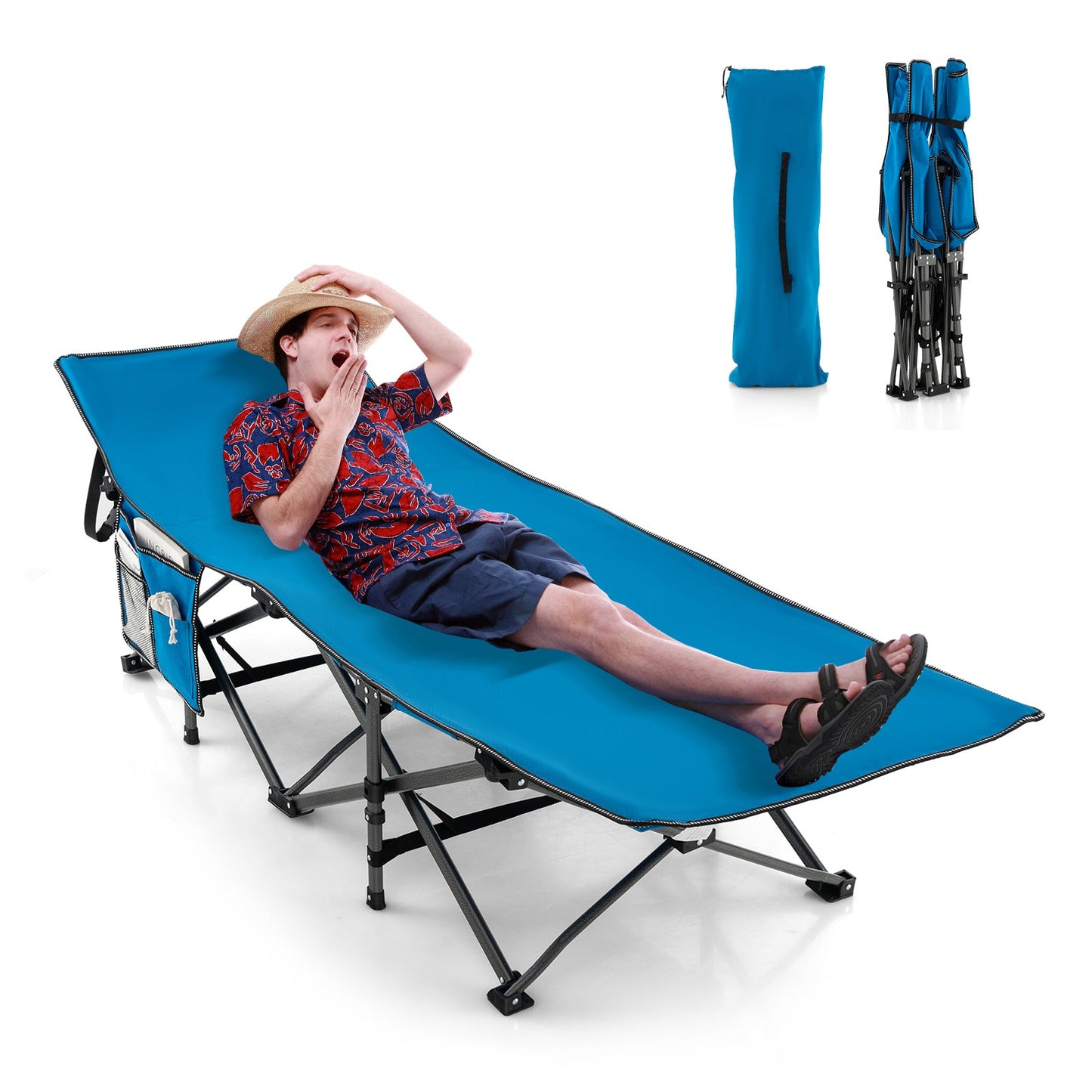 28.5 Inch Extra Wide Sleeping Cot for Adults with Carry Bag-Green