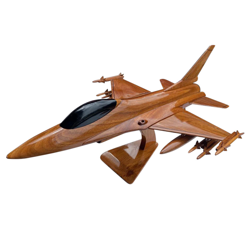 F-16 ( F16 ) Falcon Mahogany Wood Desktop Airplane Model
