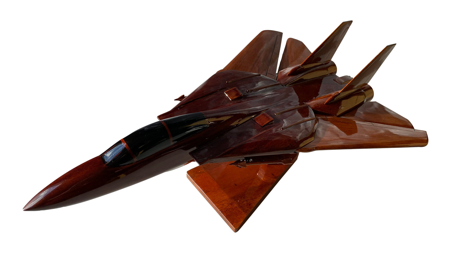 F-14 ( F14 ) Tomcat Mahogany Wood Desktop Airplane Model