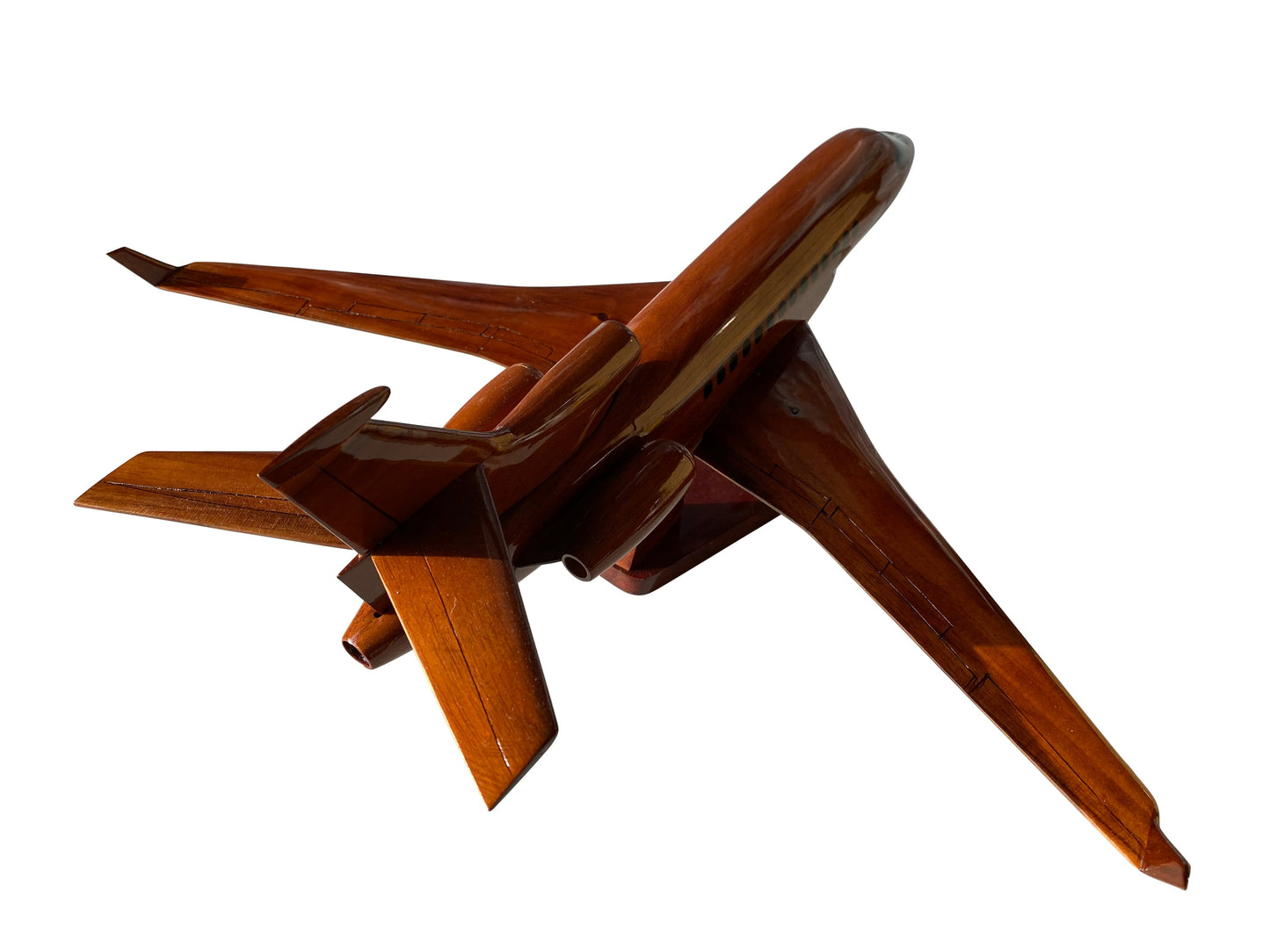 Falcon 7X Mahogany Wood Desktop Airplane Model