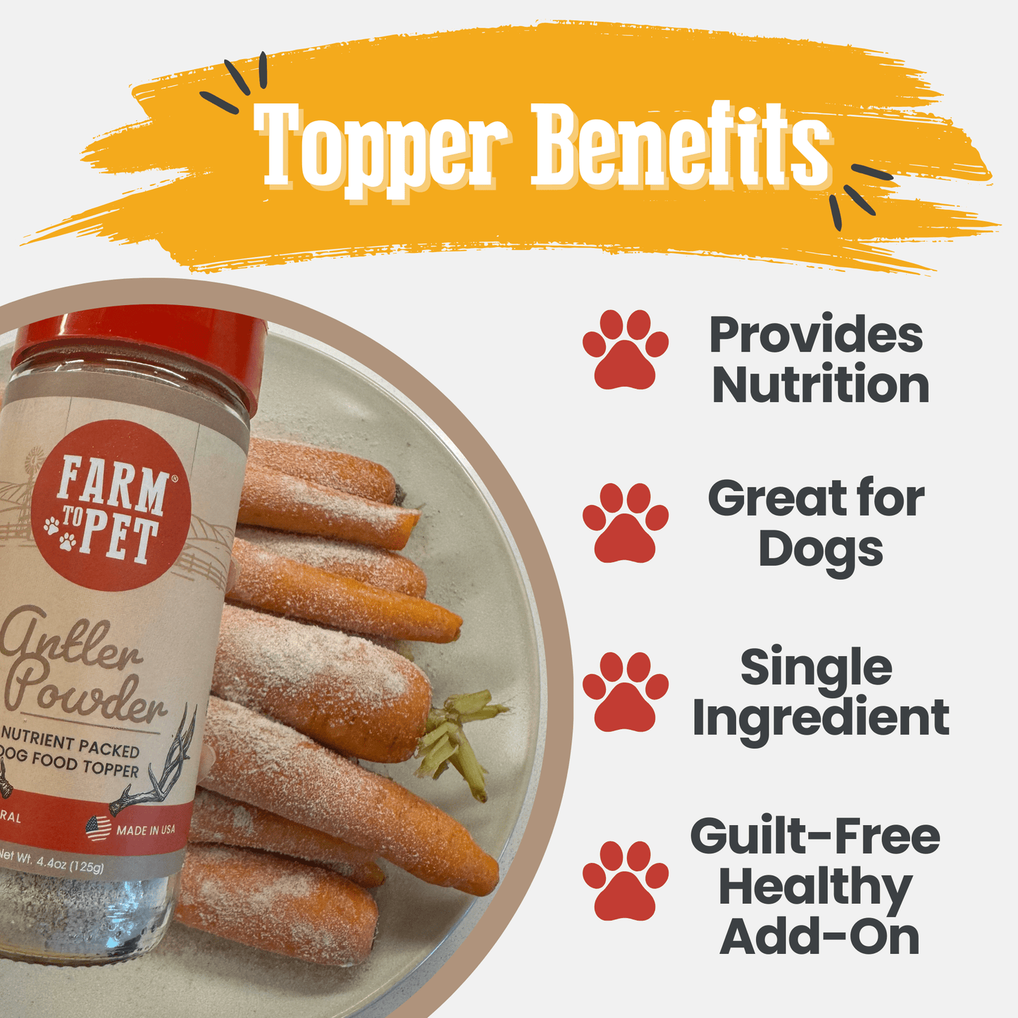 Treat Topper Antler Powder Dog Food Topper | Nutritional Supplement for Dogs and Cats