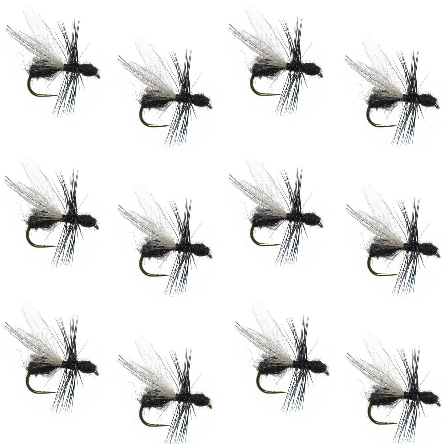 Black Fur Flying Ant Terrestrial Trout Dry Fly - 1 Dozen Flies Hook Size 16