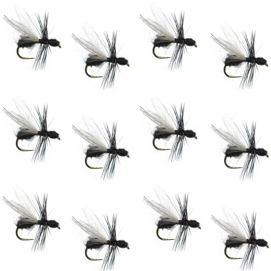 Black Fur Flying Ant Terrestrial Trout Dry Fly - 1 Dozen Flies Hook Size 16