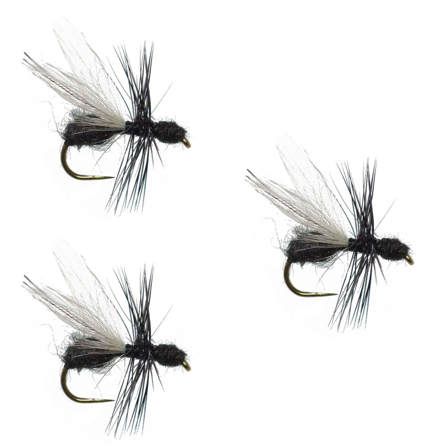 3 Pack Black Fur Flying Ant Terrestrial Trout Dry Fly - Hook Size 14