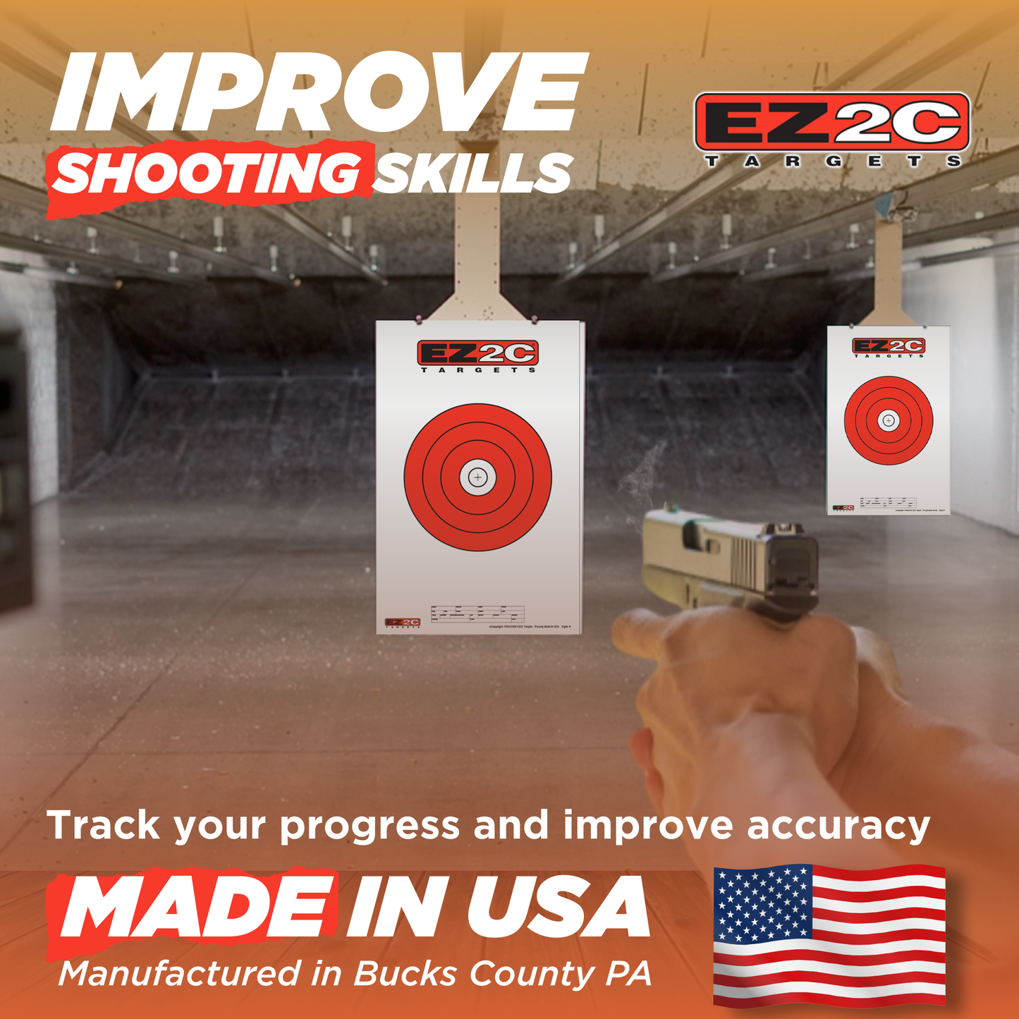 EZ2C Targets Style 9: 8" Bullseye Paper Shooting Target 11"x17" USA MADE Hi-Viz