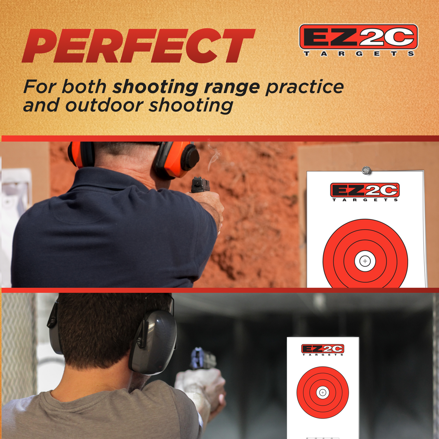 EZ2C Targets Style 9: 8" Bullseye Paper Shooting Target 11"x17" USA MADE Hi-Viz