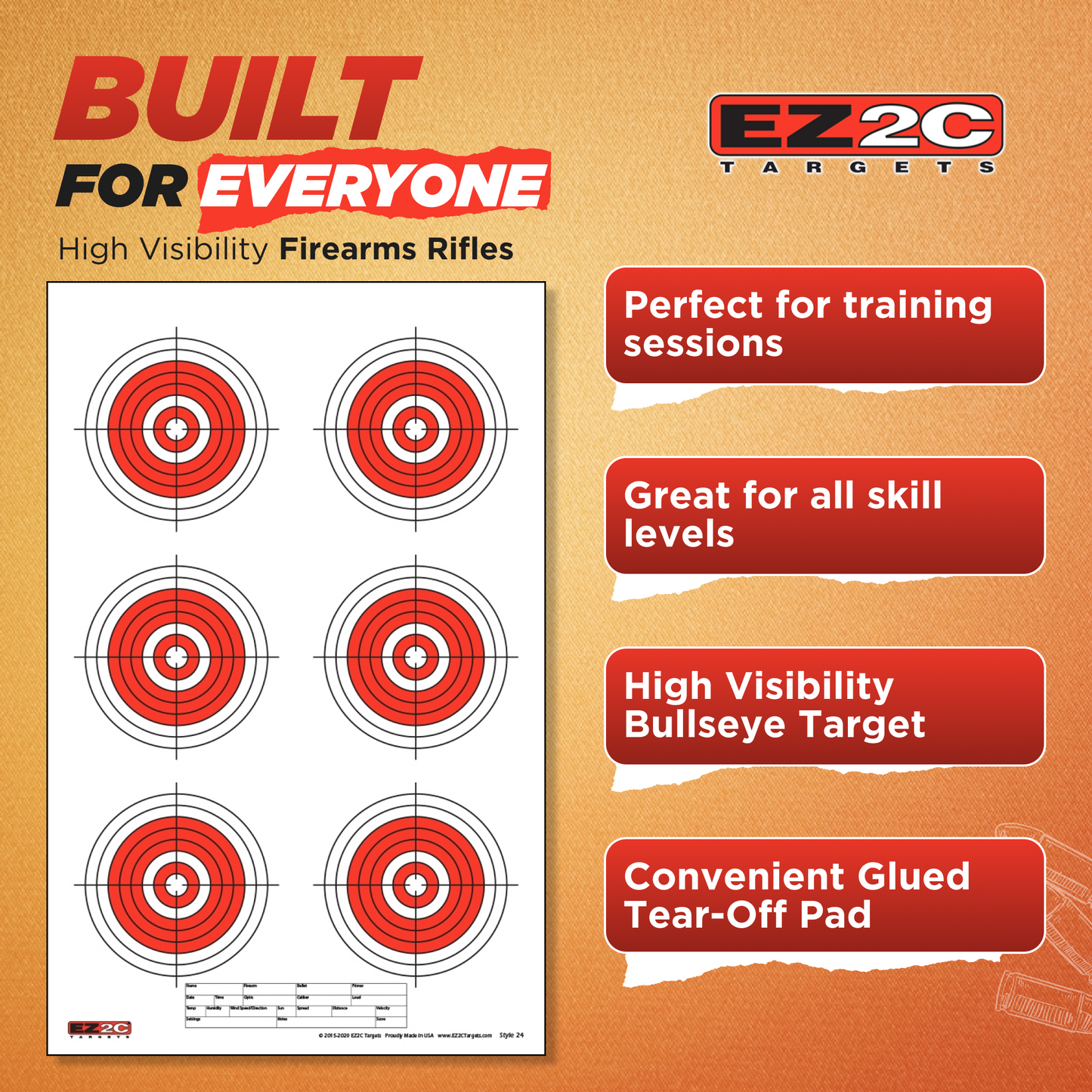 125 EZ2C Targets Tactical Favorites 5 Styles Paper Targets Bundle 11"x17" USA Made