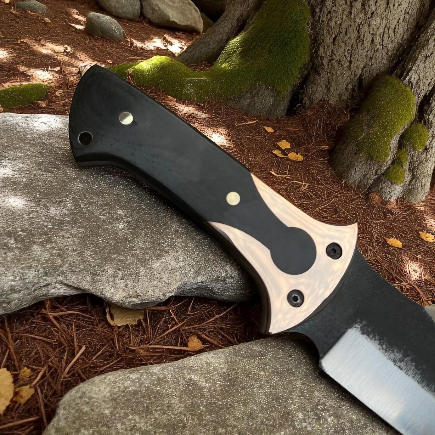 Premium 11″ D2 Steel Full‑Tang Hunting Knife | Satin-Finish, G10 Handle, Leather Sheath