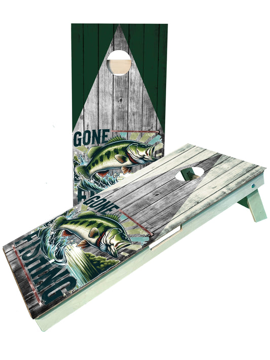 Gone Fishing Lake Jumping Fish Cornhole Boards