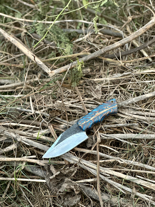 Good Hunting Knives – 9" Handmade J2 Steel Blade with Epoxy Resin Handle & Leather Sheath