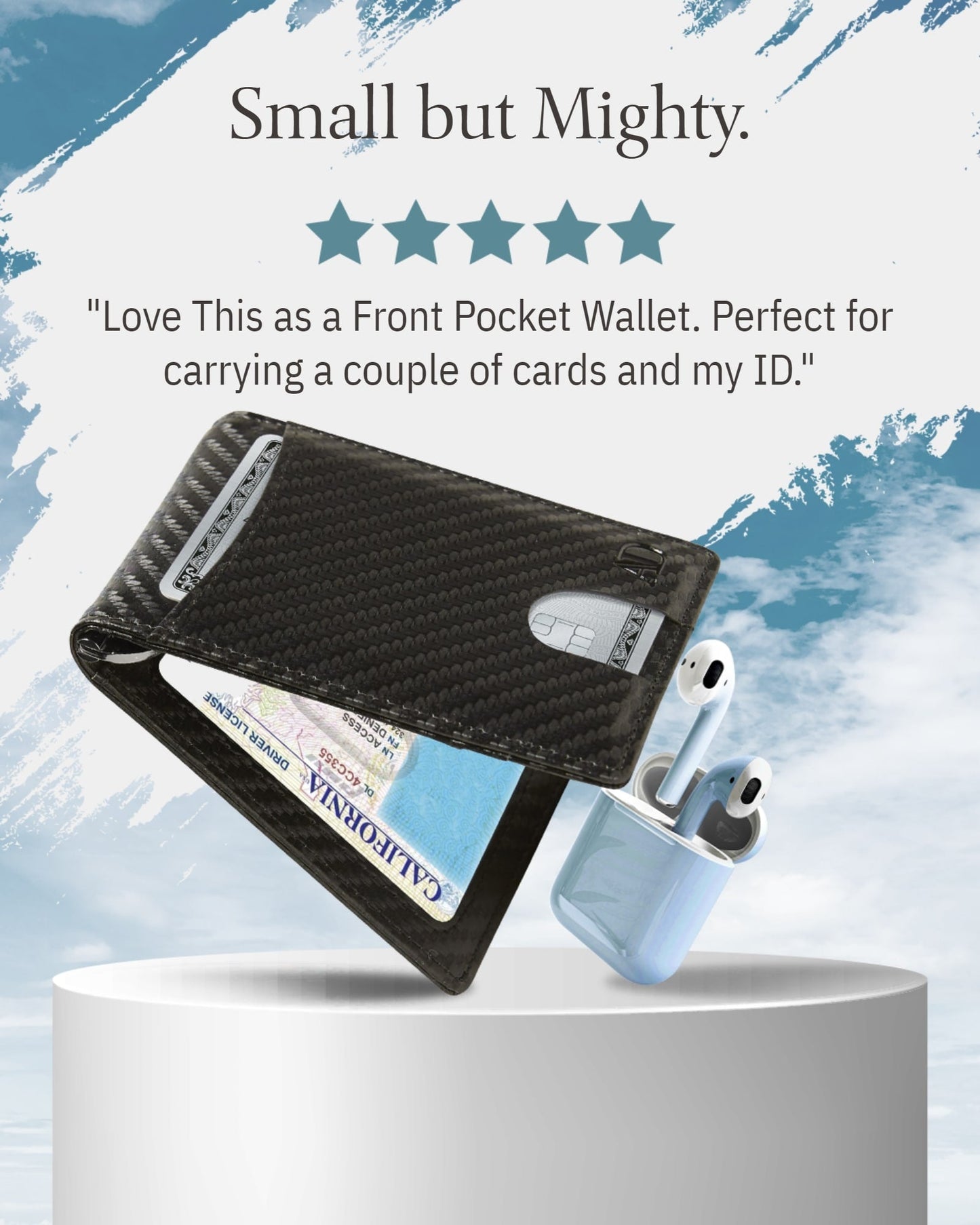 Money Clip Bifold Wallet W/ Pull Strap