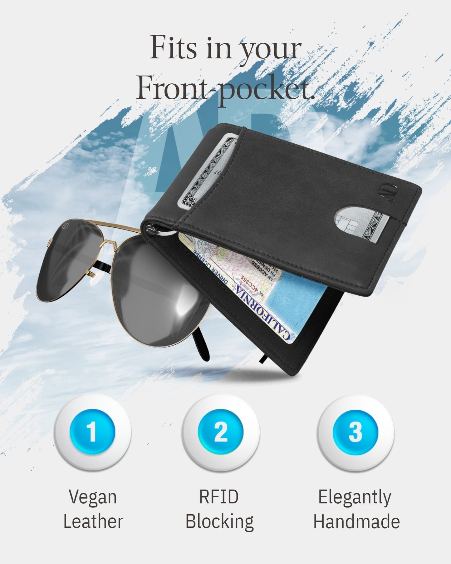 Money Clip Bifold Wallet W/ Pull Strap