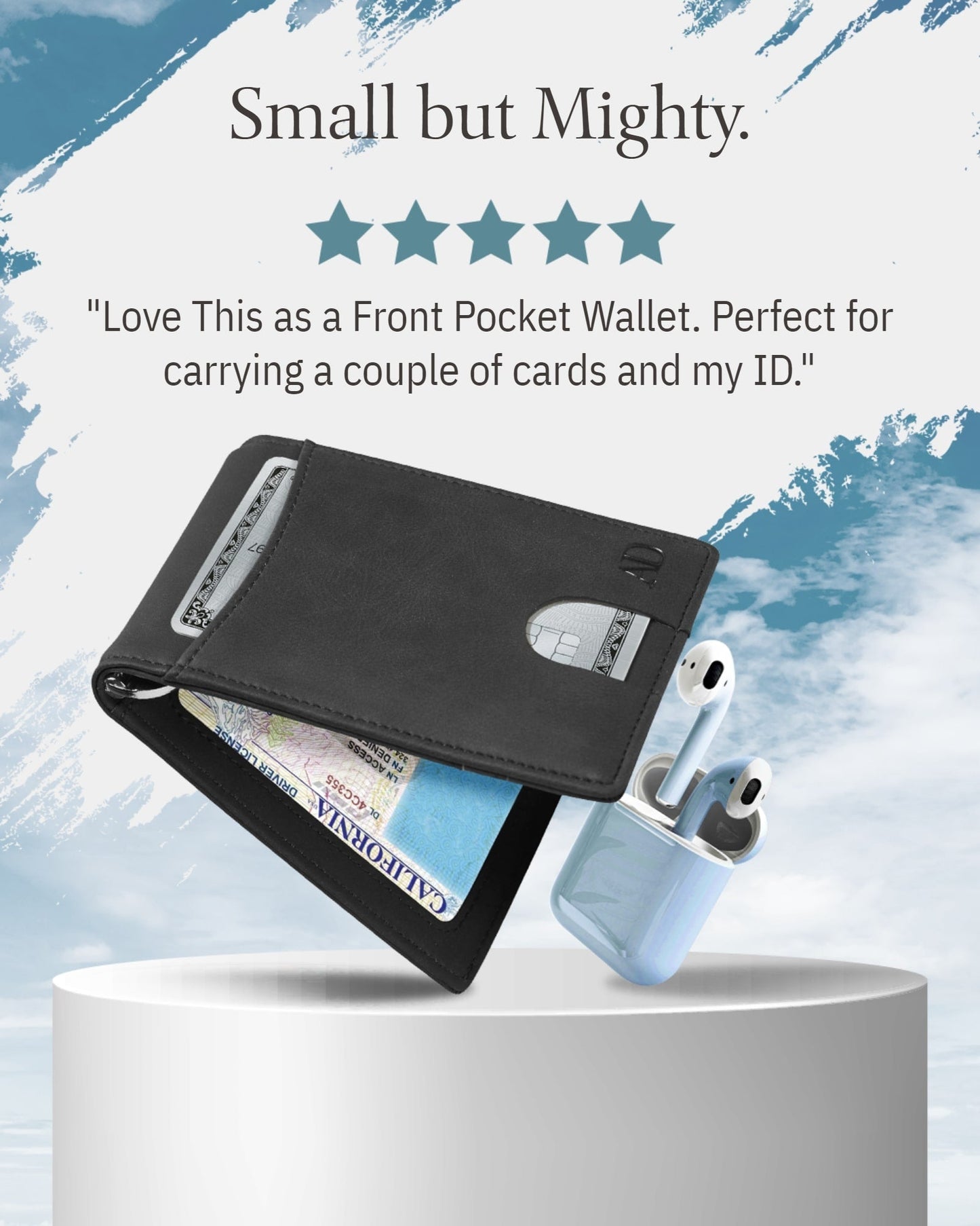 Money Clip Bifold Wallet W/ Pull Strap