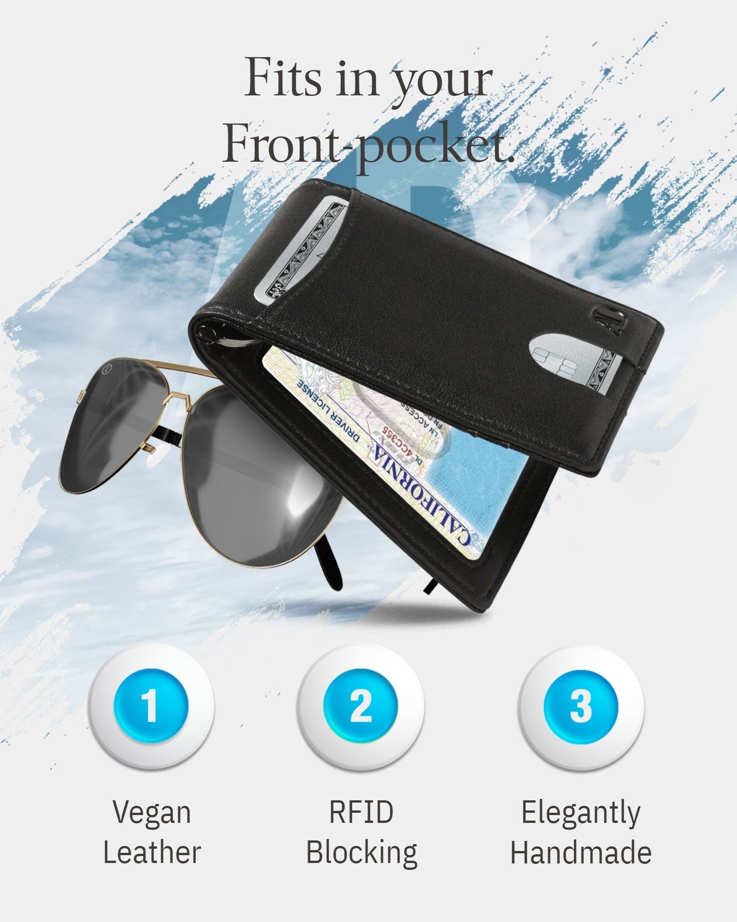 Money Clip Bifold Wallet W/ Pull Strap