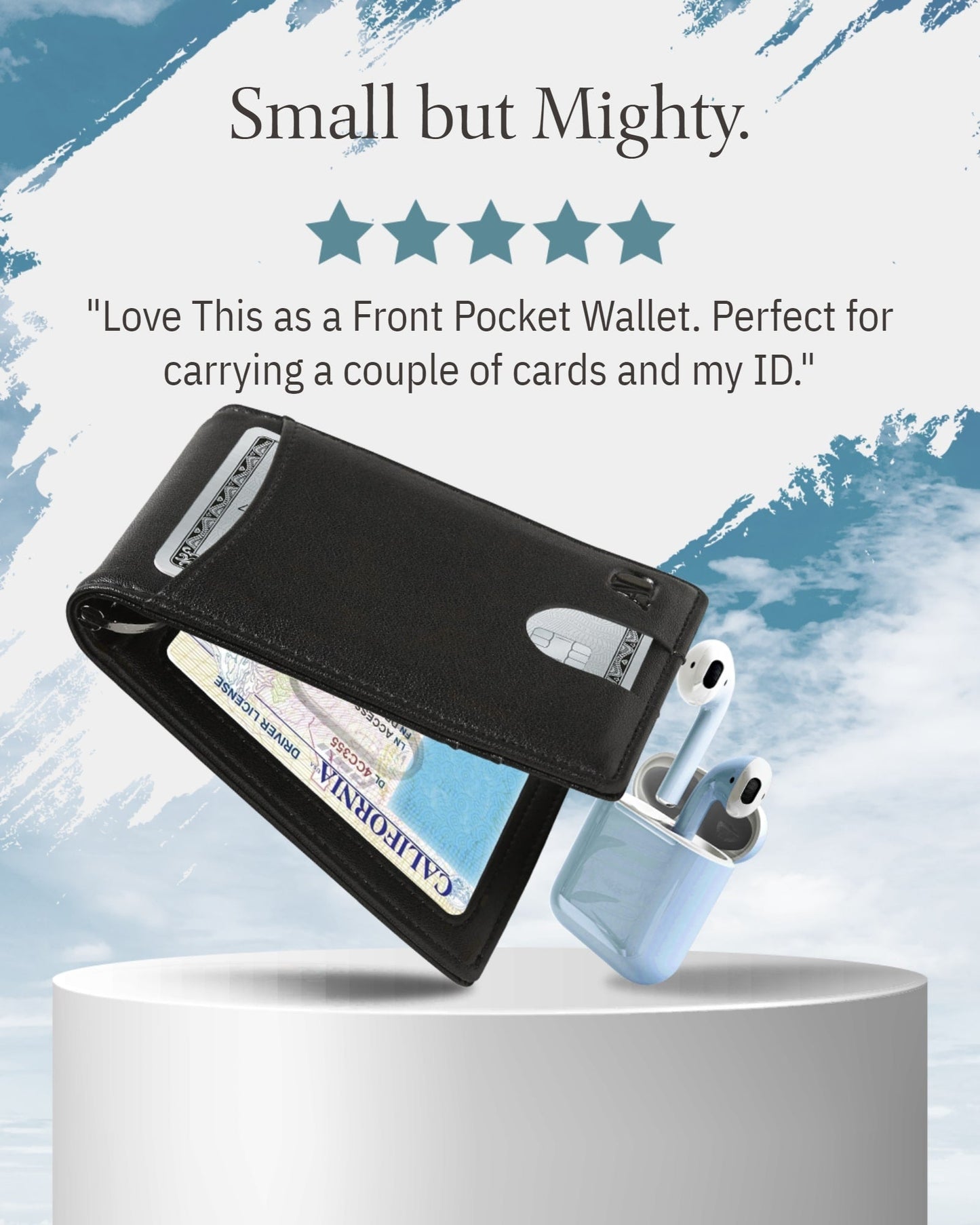 Money Clip Bifold Wallet W/ Pull Strap