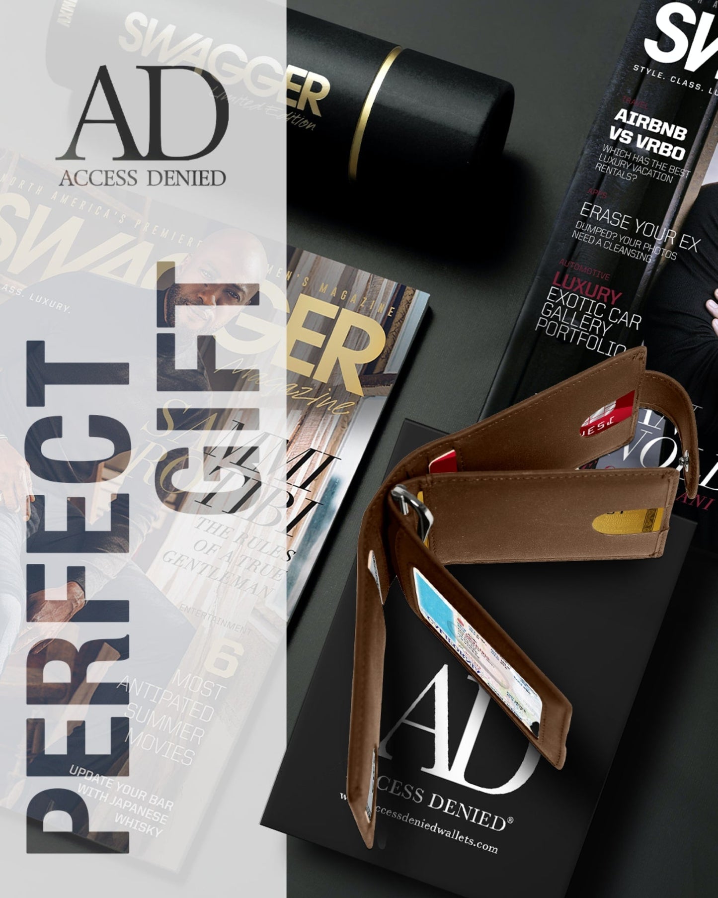 Bifold Wallet With Removable Money Clip Snap Closure