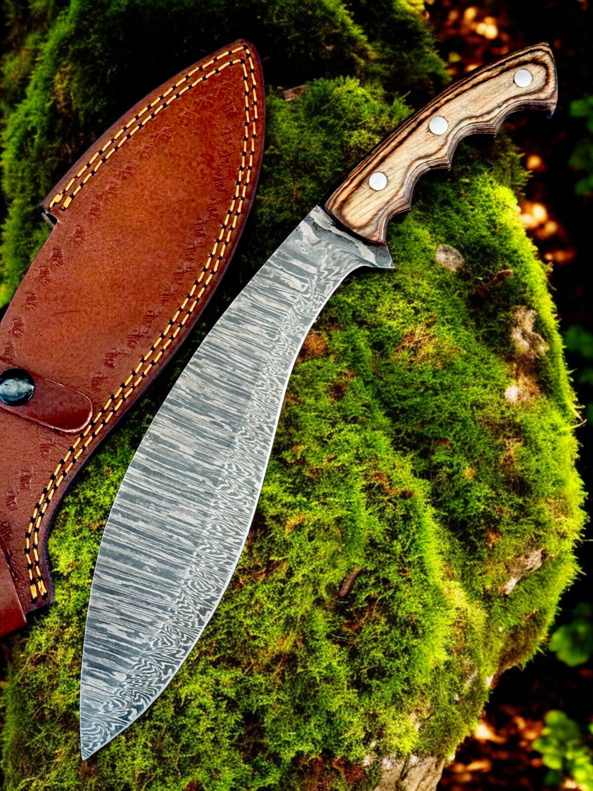 Handmade Damascus Steel Kukri Blade 14.5" Knife