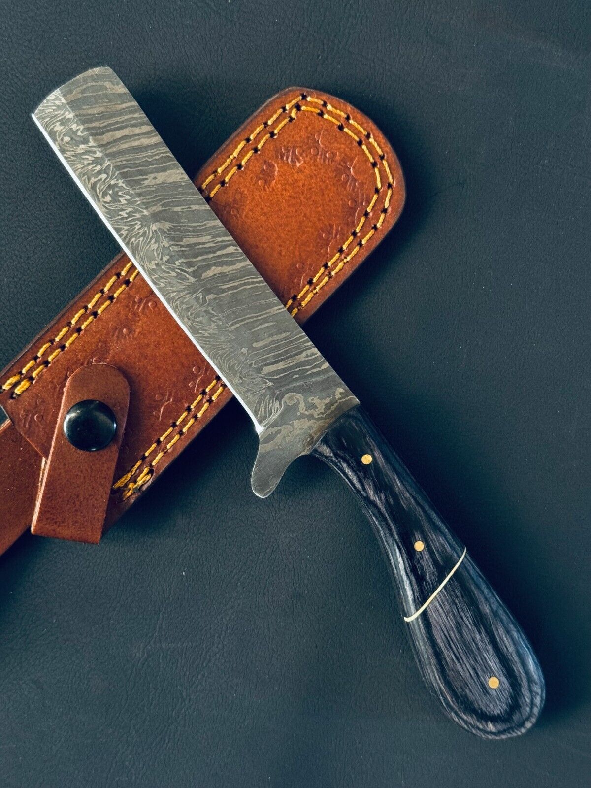 Handmade Damascus Steel Calf Cutter Knife with Pakkawood Handle - 5" Blade