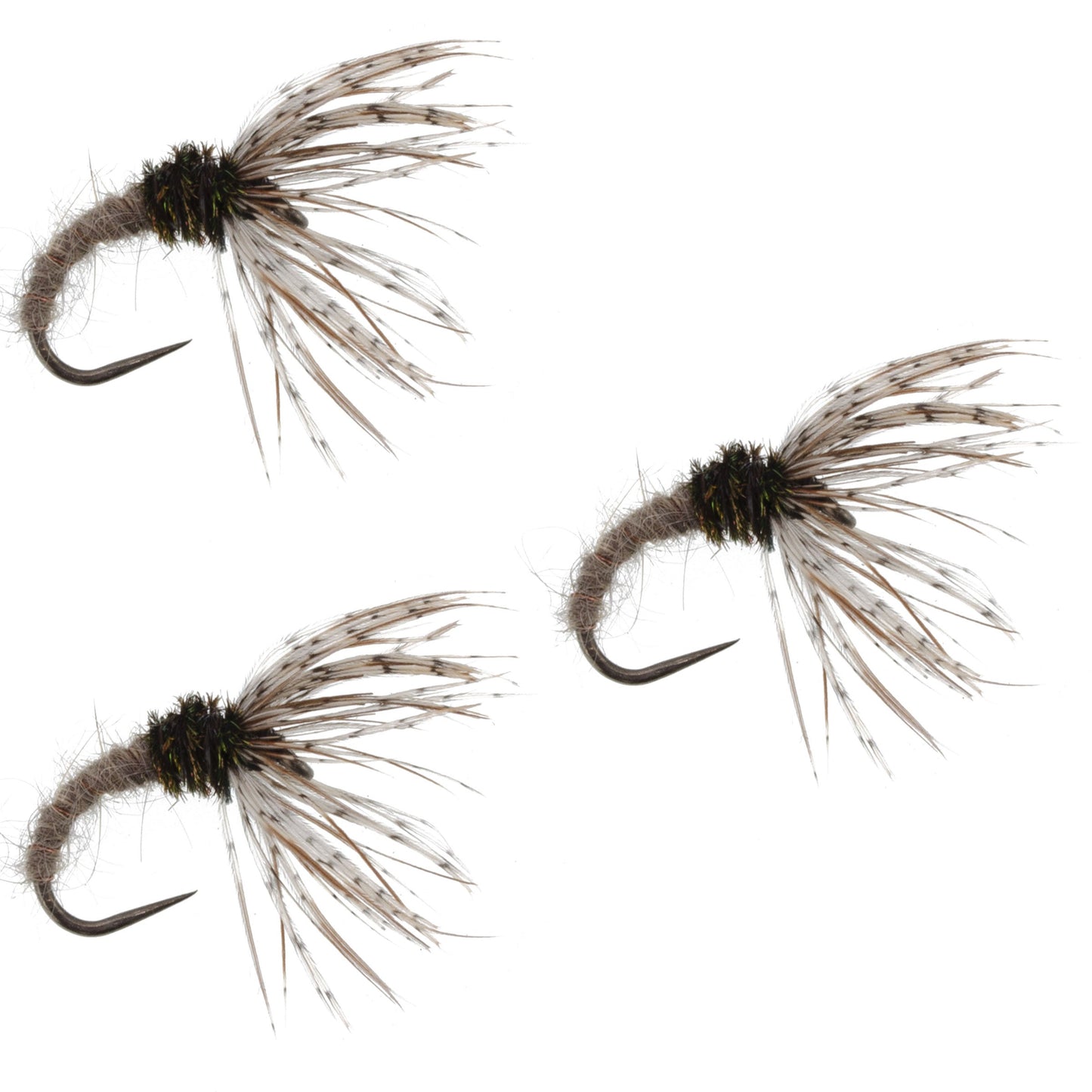 3 Pack Hares Ear Sakasa Kebari - Tenkara Flies - Size 10