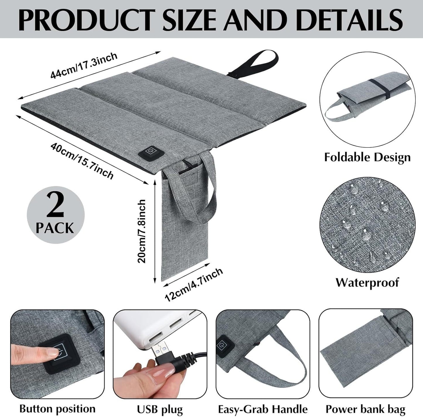 LITEGUEST Portable USB Heated Seat Cushion – Warm Anywhere Outdoors