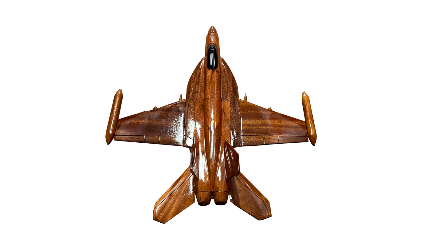 F-18 ( F18 ) Hornet Mahogany Wood Desktop Airplane Model