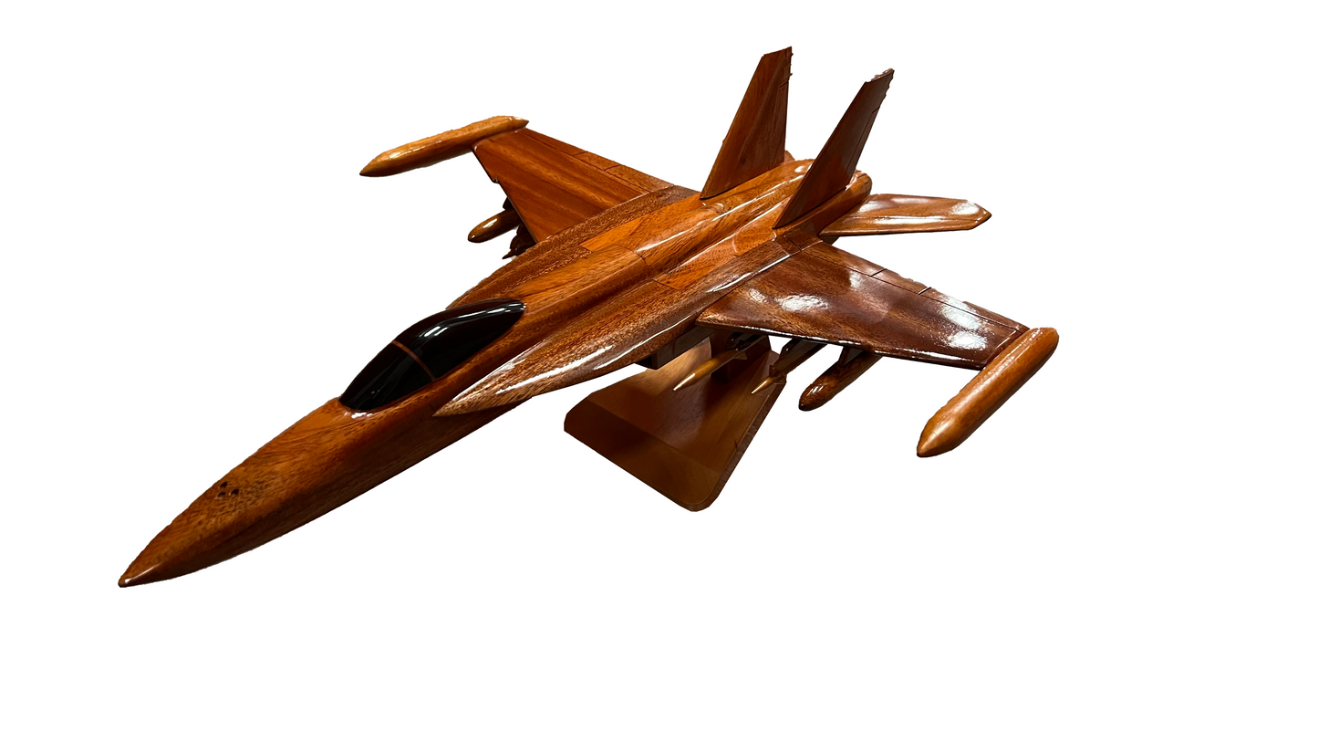 F-18 ( F18 ) Hornet Mahogany Wood Desktop Airplane Model