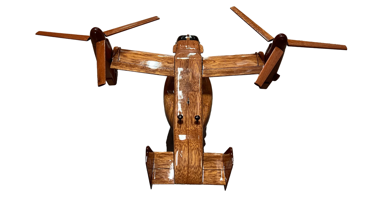 V-22 ( V22 ) Osprey Osage Mahogany Wood Desktop Helicopter Model