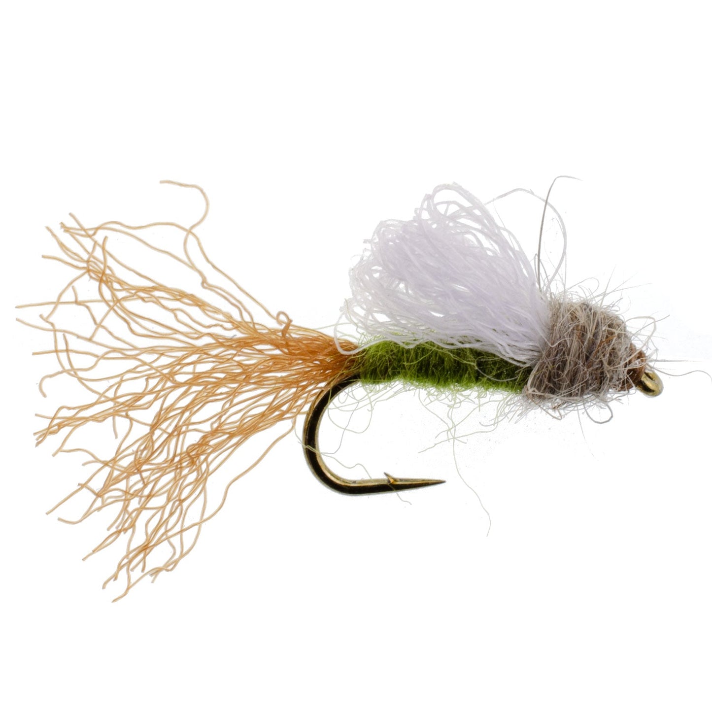 3 Pack Olive Iris Caddis Emerger Caddis  Trout Dry Fly - Hook Size 14