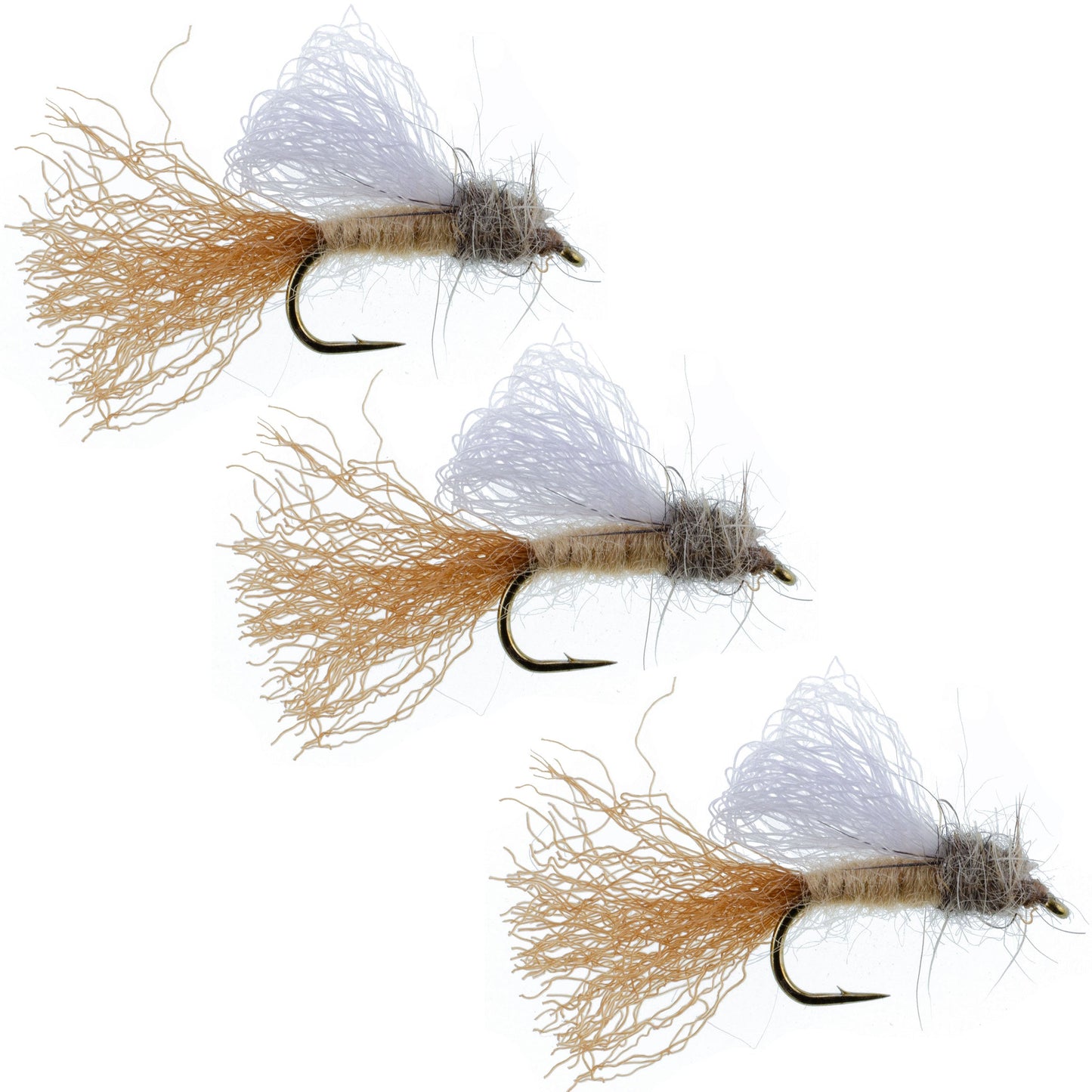 3 Pack Tan Iris Caddis Emerger Caddis  Trout Dry Fly - Hook Size 14