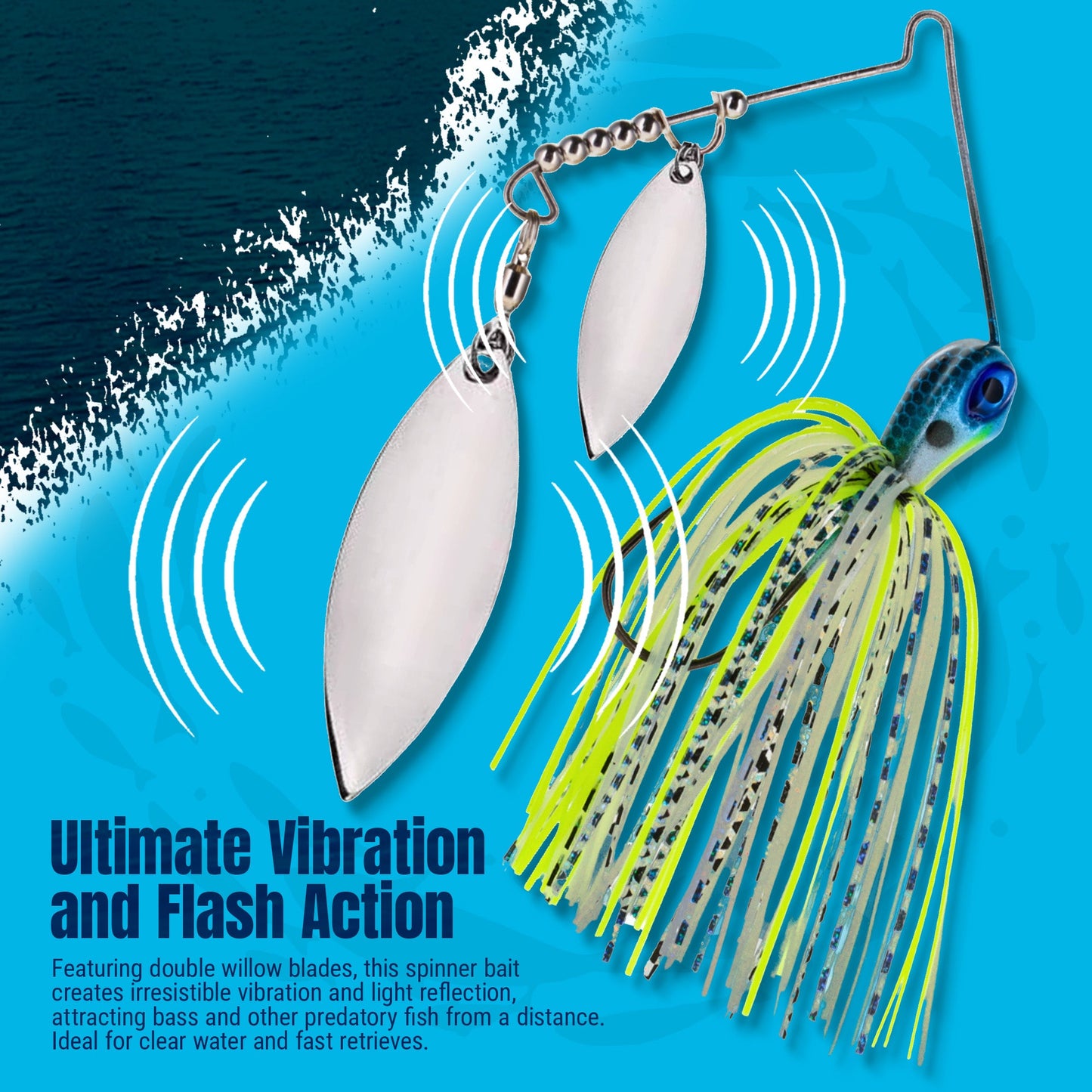 Reaction Tackle Lead Spinnerbait Jigs – 3-Pack, Double Willow Blade - New