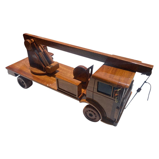Mack MB400 Crane 1978  Mahogany Wood Desktop Truck combo Model