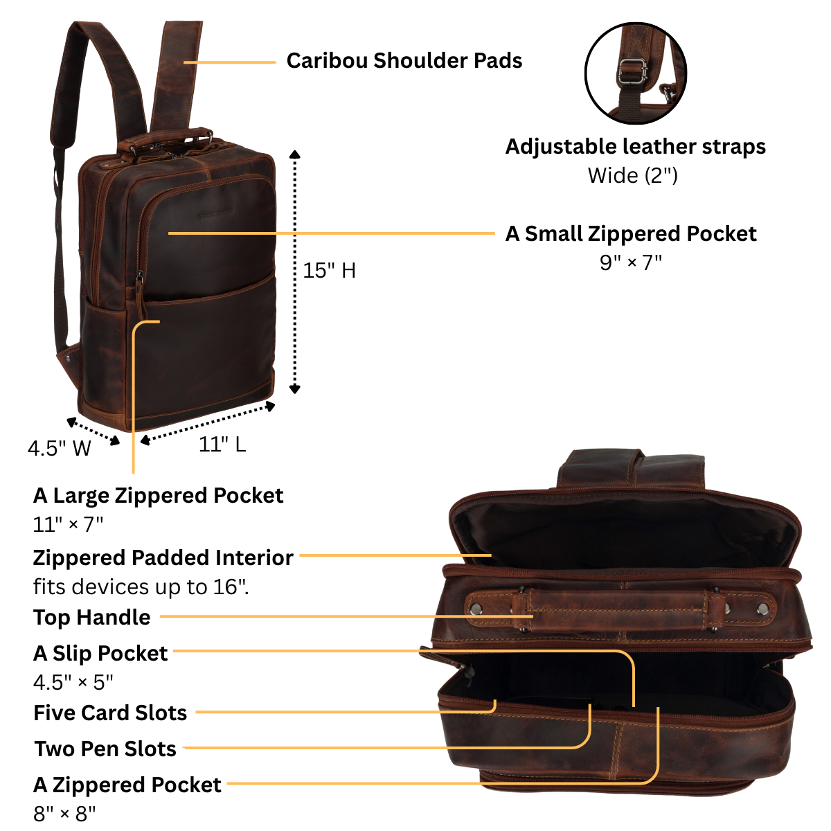 Orlando Backpack 16" Chestnut