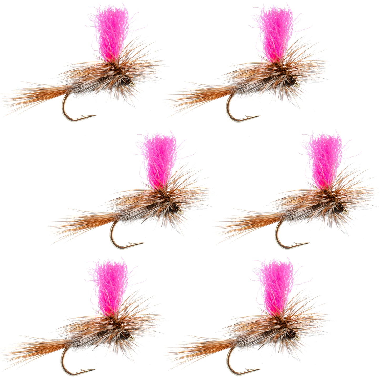 Adams Hi-Viz Parachute Classic Dry Fly - 6 Flies Hook Size 10