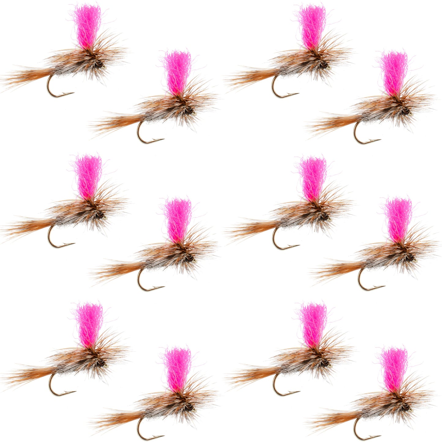 Adams Hi-Viz Parachute Classic Dry Fly - 12 Flies Hook Size 16