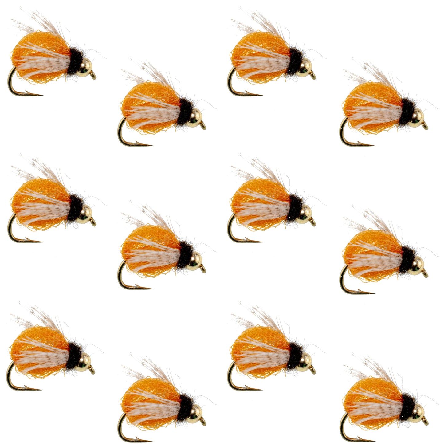Bead Head LaFontaine Amber Deep Sparkle Caddis Pupa - 1 Dozen Flies Hook Size 14
