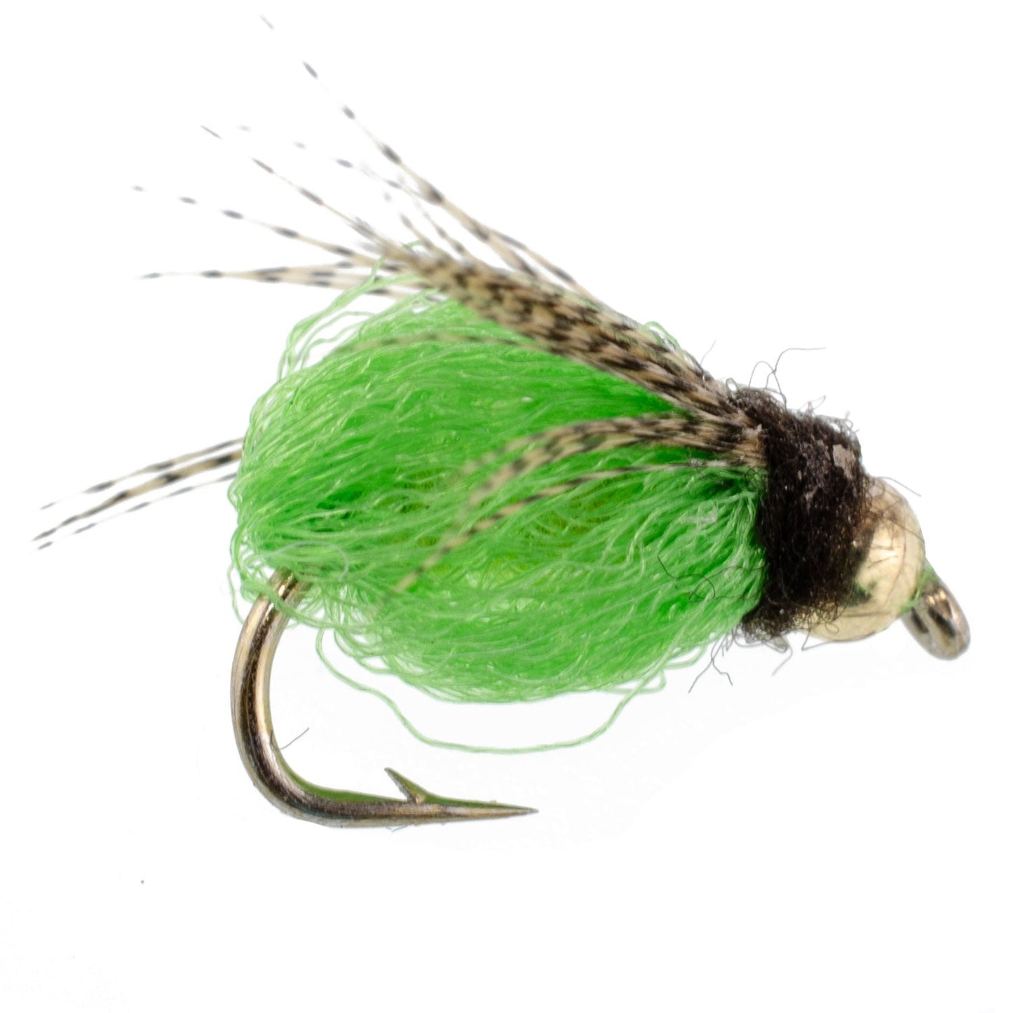 3 Pack Bead Head LaFontaine Bright Green Deep Sparkle Caddis Pupa - Hook Size 18