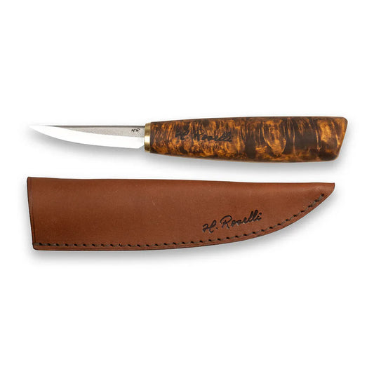 Roselli R113 The Carving Knife (Short Blade) - Stained Curly Birch