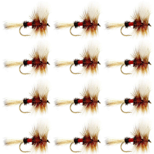 Barbless Royal Wulff Classic Hair Wing Dry Fly - 1 Dozen Flies Hook Size 16