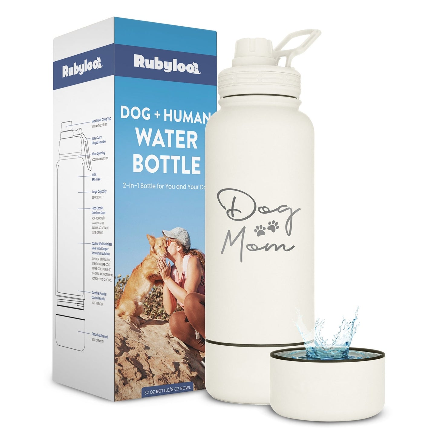 Water Bottle with Detachable Dog Bowl