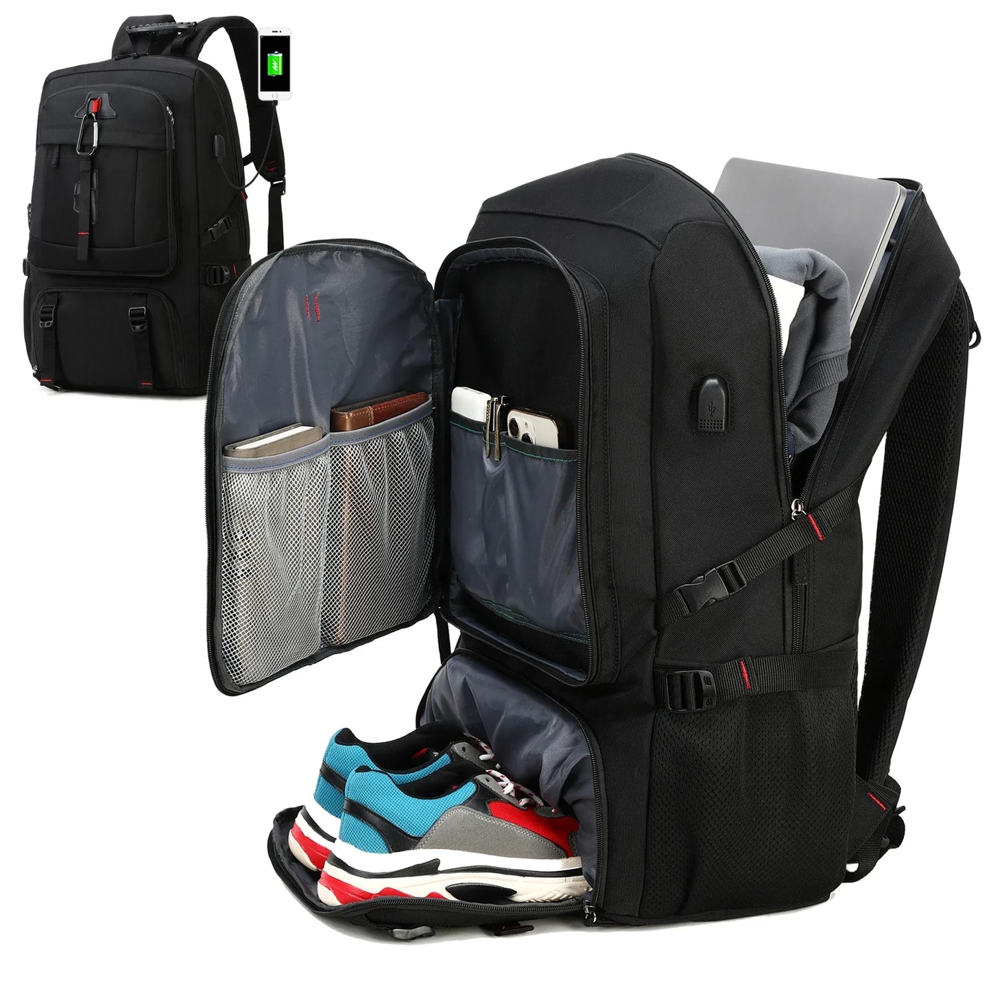 50L Waterproof Backpack with Shoe Compartment