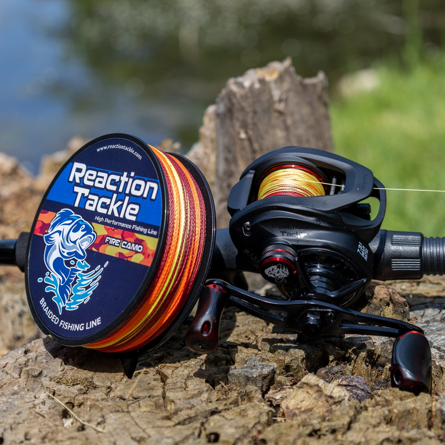 Reaction Tackle Braided Fishing Line - Fire Camo - NEW