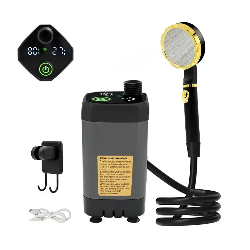 Portable Camping Shower Pump w/ Digital Display | 6000mAh