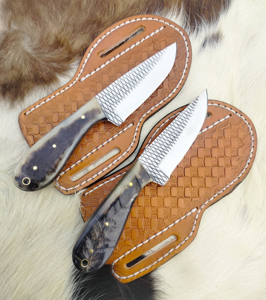 Western Knife for Cowboy – Handcrafted Rasp Steel & Sheep Horn