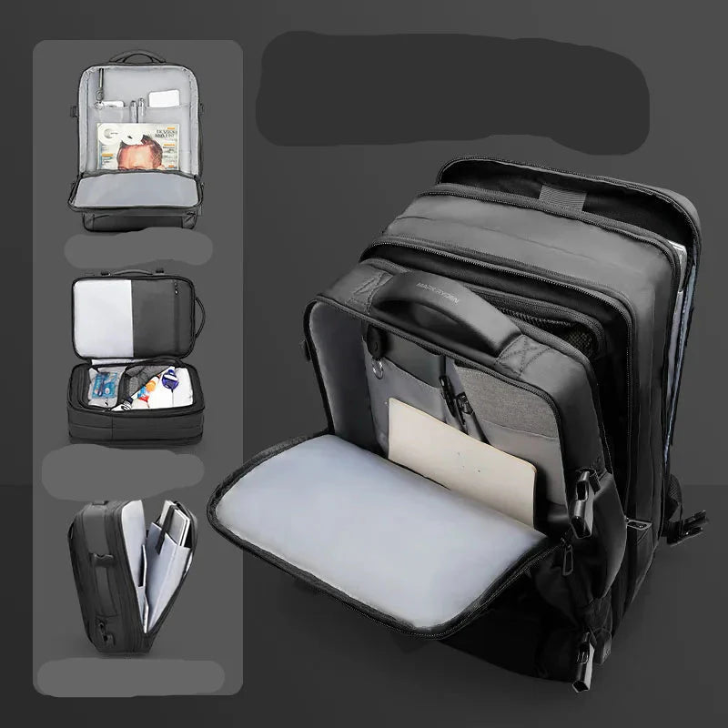Men's Business Travel Backpack 17" Laptop, 40L Expandable, Carry-on